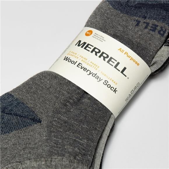 Merrell Men's and Women's Wool Everyday Hiking Socks-3 Pair Pack-Cushioned - Picture 4 of 7